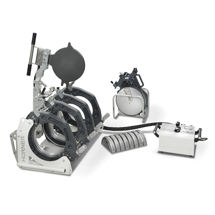 HÜRNER 355 Manual Hydraulic kézi vezérlésű tompahegesztőgép teljes befogósorozattal 90-355